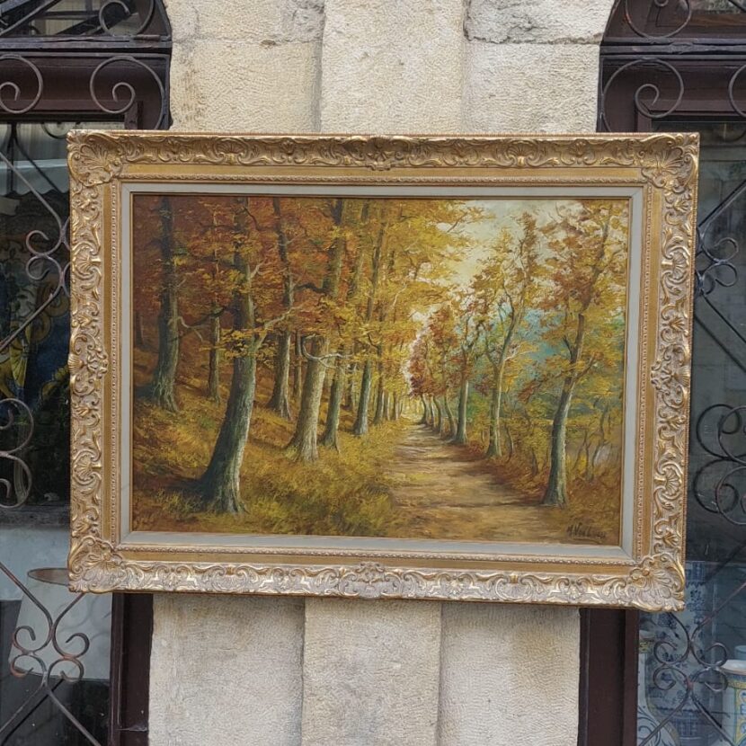 Старинна, голяма картина с барокова рамка - Antiques Provence House